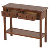 Rustic 38-inch console table in espresso finish with 2 drawers and open shelf, perfect for entryway or living room.