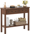 Rustic 38-inch console table in espresso with 2 drawers and open shelf, perfect for entryway or living room decor.