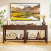 Rustic 38-inch espresso console table with 2 drawers and open bottom shelf, perfect for entryway or living room decor.