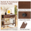 Rustic 38-inch console table in espresso with 2 drawers, open shelf, and elegant metal handles for entryway decor.