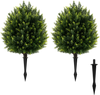 24-inch artificial cypress topiary ball tree set with ground spike, featuring realistic green leaves for indoor and.