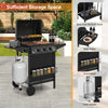 39,000 BTU outdoor propane gas grill with three burners, side table, and spacious storage for easy outdoor cooking.