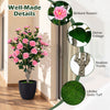 Artificial 39.5" camellia tree with vibrant orange flowers and dense foliage in a cement pot, perfect for home decoration.