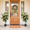 39.5" Artificial Camellia Tree with Orange Blossoms in Cement Pot for Home Decoration-White - Gallery View 1 of 9