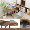 Square conference table with thickened rustic brown tabletop, robust metal frame, and adjustable foot pads for stability.