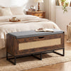 39.5" Rattan Storage Chest Wicker Shoe Bench with Padded Seat Flip-Top-Rustic Brown - Gallery View 1 of 10