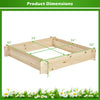 Square wooden raised garden bed measuring 39.5" x 39.5" x 7", perfect for natural gardening.