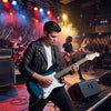 39-inch electric guitar in blue with 22 frets and amplifier, ideal for beginner musicians and versatile playing styles.