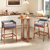 39-inch outdoor acacia wood bar table with slatted top, perfect for 2-4 people on patio or balcony.
