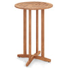 39-inch outdoor acacia wood bar table with slatted top, perfect for patio or poolside gatherings, accommodates 2-4.