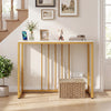 Modern 39" console table with white top and gold metal frame, featuring built-in charging station for versatile use.