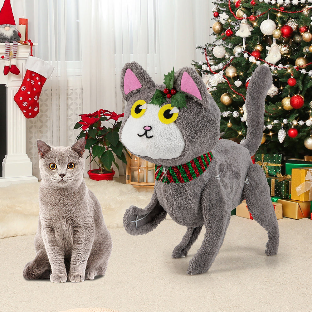 3D cute cat decoration with 88 LED lights, warm white glow, perfect for holiday cheer indoors or outdoors.