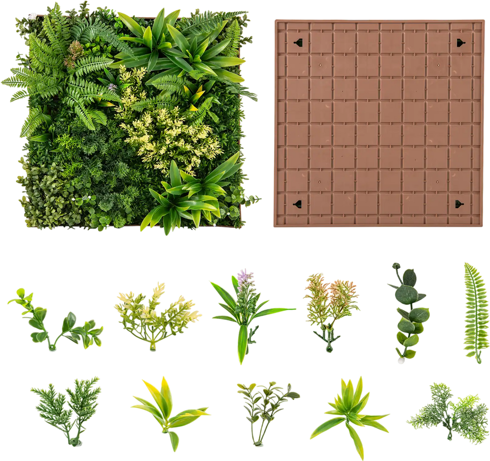 20" x 20" 3D Hanging Greenery Hedge with 11 Types of Mixed Faux Plants for Indoor Outdoor 