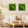 Vibrant 20" x 20" 3D hanging greenery hedge featuring 11 types of faux plants, ideal for indoor or outdoor decor.