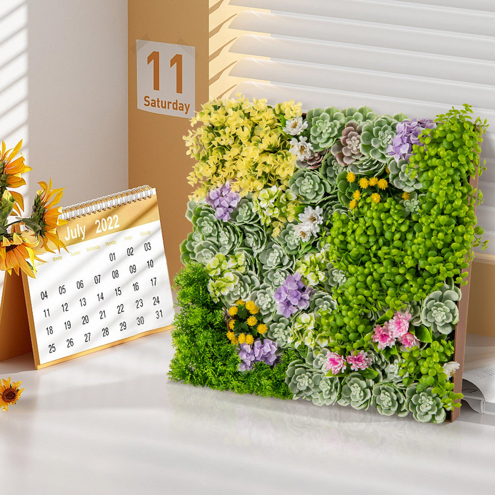 Vibrant 20" x 20" 3D hanging succulents with 10 types of faux plants, perfect for balcony or home decor.