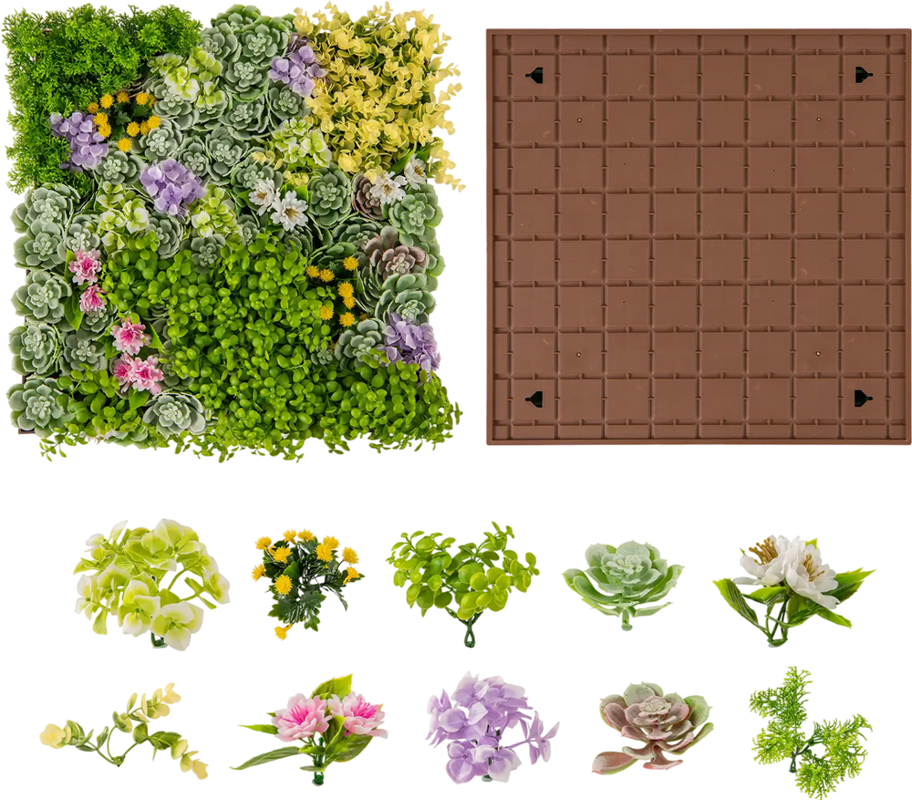 20" x 20" 3D Hanging Succulents with 10 Types of Mixed Faux Plants for Balcony Home