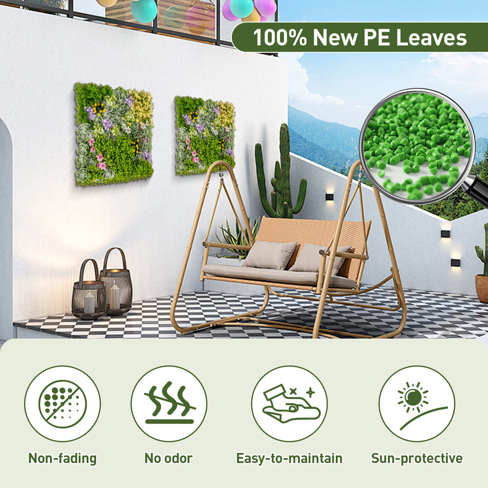 20" x 20" 3D hanging succulents with 10 types of faux plants, sun-protective and easy-to-maintain for balcony or home.