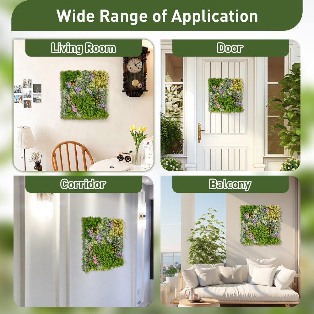 20" x 20" 3D hanging succulents with 10 types of faux plants, ideal for balcony or home decoration.