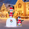 3D pre-lit holiday display featuring penguins and an igloo, decorated with LED lights for festive indoor or outdoor use.