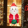 3.3 feet lighted inflatable Santa Claus smiling while holding a wreath, ideal for window decoration during Christmas.
