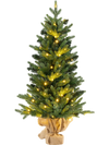 3 Feet Mini Pre-Lit Artificial Christmas Tree Tabletop Xmas Tree with Burlap Base