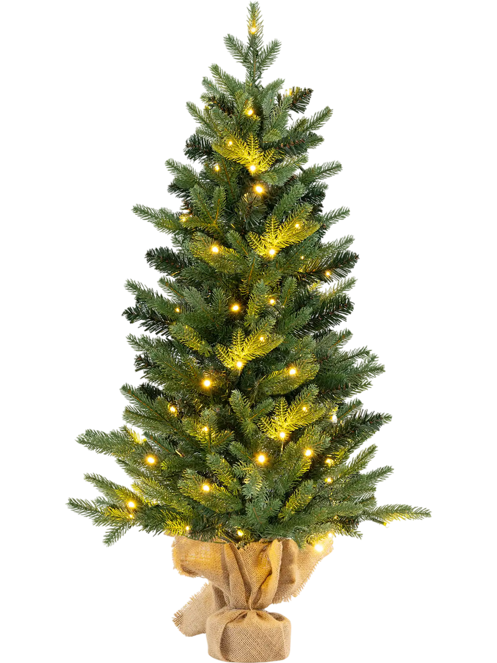 3 Feet Mini Pre-Lit Artificial Christmas Tree Tabletop Xmas Tree with Burlap Base