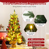 3 feet mini pre-lit artificial Christmas tree with burlap base, featuring warm white lighting and lush PVC leaves for.
