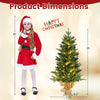 Dimensions chart for 3 feet mini pre-lit artificial Christmas tree with burlap base, ideal for festive tabletop.