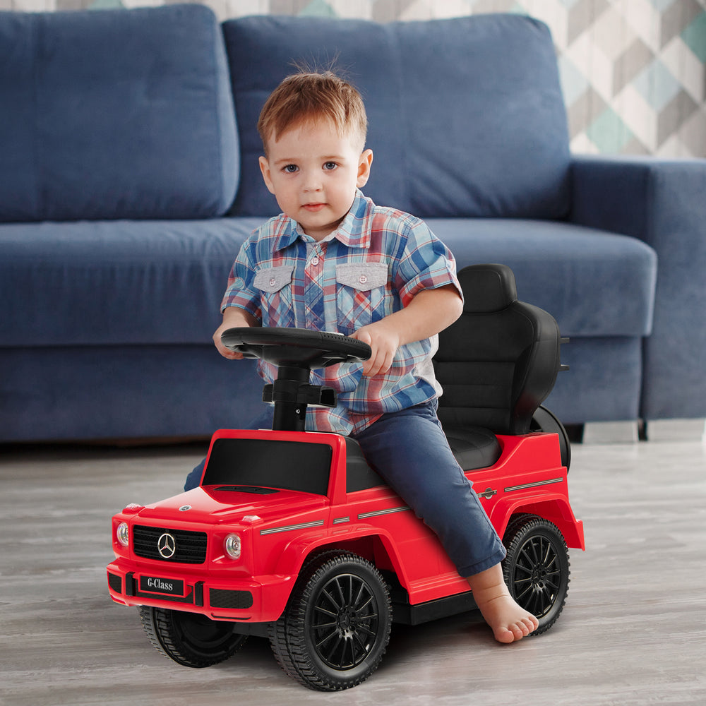 3-In-1 Ride on Push Car Mercedes Benz G350 Stroller Sliding Car with Canopy-Red - Gallery View 1 of 10