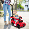 Red 3-in-1 ride-on push car Mercedes Benz G350 with adjustable canopy, suitable for kids 1-3 years old, in use outdoors.