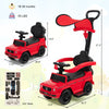 Red 3-in-1 Mercedes Benz G350 ride-on push car with canopy, adjustable footrest, and storage for kids 18-36 months.
