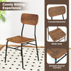 Single chair with a curved backrest and wide seat, featuring a wood finish and metal frame for cozy dining.