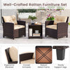 3-piece patio sofa set featuring wicker chairs and a coffee table with storage, designed for outdoor comfort and.