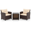 Single coffee table with tempered glass top and storage shelf, designed for outdoor use in balconies or patios.