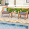 3 Piece Wood Patio Furniture Set with Seat Cushions and Acacia Wood Frame-Gray - Gallery View 1 of 10