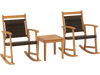 3 Pieces Acacia Wood Patio Rocking Chair Set with Side Table