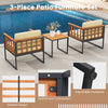 3-piece patio chair set featuring acacia wood and soft beige cushions, ideal for outdoor relaxation by the pool.