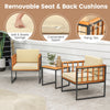 3-piece patio chair set featuring acacia wood and soft beige cushions, ideal for outdoor relaxation with removable.