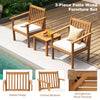 3-piece patio wood furniture set with acacia wood frame and soft cushions, perfect for backyard or poolside relaxation.