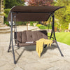 3-Seat Outdoor Porch Swing with Adjustable Canopy and Padded Cushions-Brown - Gallery View 1 of 10