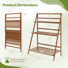 3-tier bamboo ladder shelf with dimensions, foldable design, and sturdy structure for indoor or outdoor use.