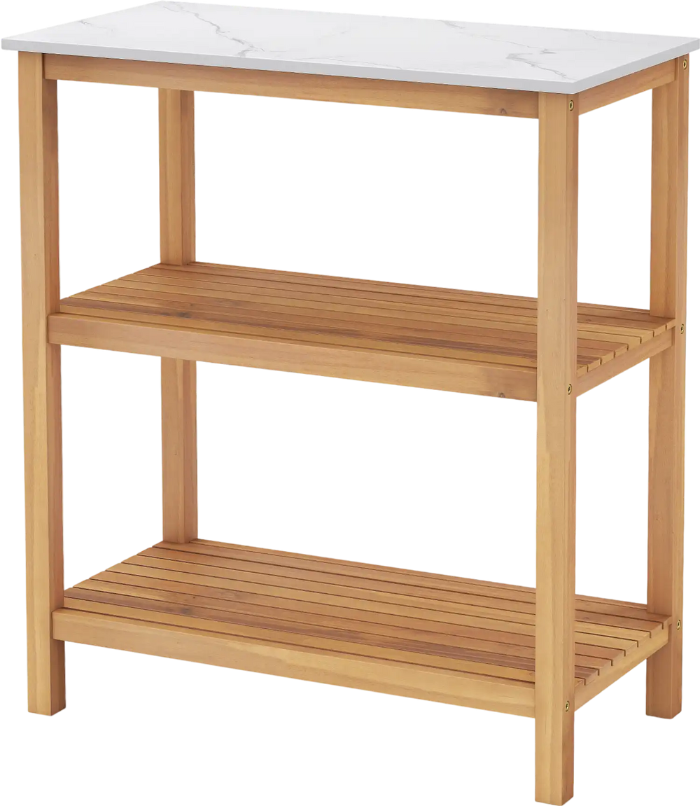 3-Tier Garden Potting Bench Table with Marble-Like Countertop