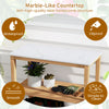3-tier garden potting bench table with marble-like countertop, acacia wood frame, waterproof and easy to clean for.