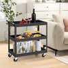 3-Tier Utility Cart Rolling Metal Cart with Handle and Universal Wheels-Black - Gallery View 1 of 10