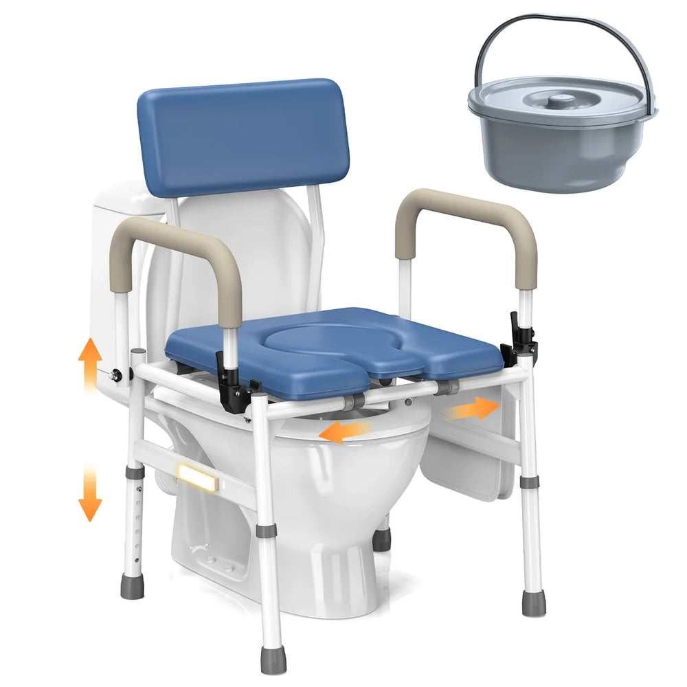 Vocic YR11 Commode Chair Flip-Up Armrests 400 lb. Capacity Height/Width Adjustable New