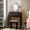 Makeup Dressing Table with Touch Switch Lighted Mirror and Cushioned Stool-Brown - Gallery View 1 of 12