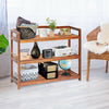 3-Tier Acacia Wood Shoe Rack with Side Metal Hooks - Gallery View 1 of 11