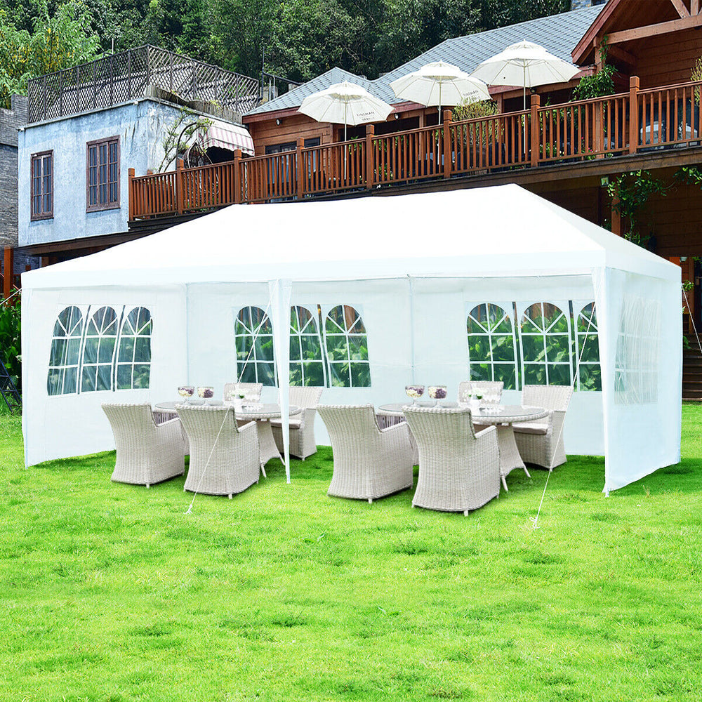 10 x 20 feet outdoor party canopy tent with removable walls, featuring durable PE fabric and portable carry bag for.