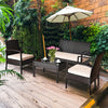 Single sofa from the 4 Pieces Patio Rattan Conversation Set, featuring a sturdy steel frame and all-weather PE rattan.