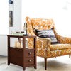 Compact brown end table with two drawers and shelf, perfect for bedroom or living room storage and decor.